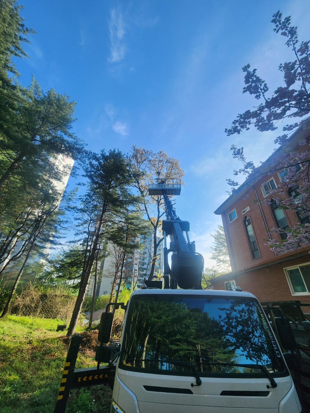 스카이차 외벽작업